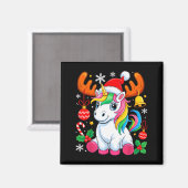 Cute Christmas Girls Women Xmas Unicorn Deer Xmas  Magneet (Voorkant / Achterkant)