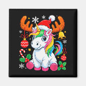 Cute Christmas Girls Women Xmas Unicorn Deer Xmas  Magneet (Voorkant)