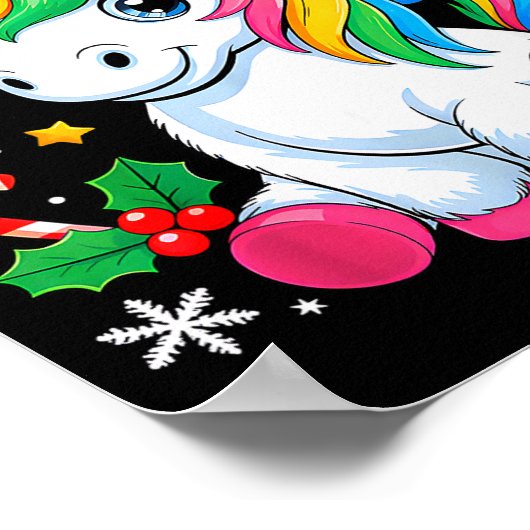 Cute Christmas Girls Women Xmas Unicorn Deer Xmas  Poster (Hoek)