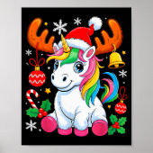 Cute Christmas Girls Women Xmas Unicorn Deer Xmas  Poster (Voorkant)