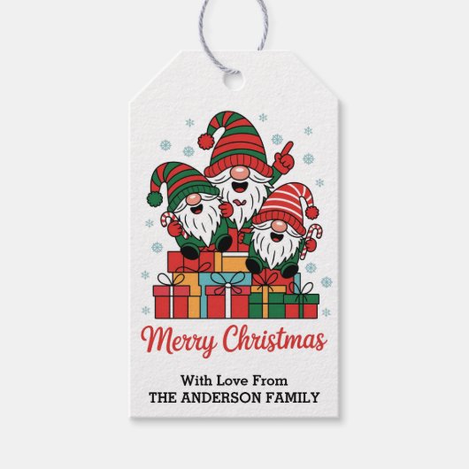 Cute Christmas Gnome Family Personalized  Cadeaulabel (Voorkant)