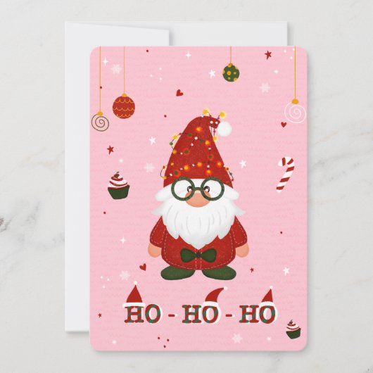 Cute Christmas Gnome Holiday Card Feestdagenkaart (Voorkant)
