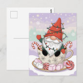 Cute Christmas Gnome in a Teacup Cartoon Briefkaart (Voorkant / Achterkant)
