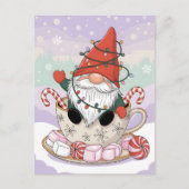 Cute Christmas Gnome in a Teacup Cartoon Briefkaart (Voorkant)