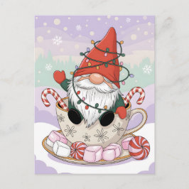Cute Christmas Gnome in a Teacup Cartoon Briefkaart
