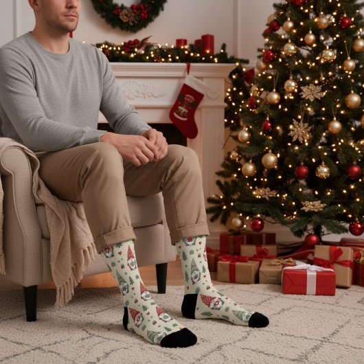 Cute Christmas Gnome Pattern Socks Sokken