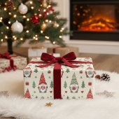 Cute Christmas Gnome Pattern Wrapping Paper Cadeaupapier