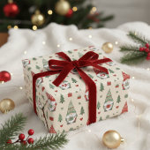 Cute Christmas Gnome Pattern Wrapping Paper Cadeaupapier