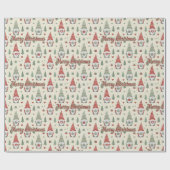 Cute Christmas Gnome Pattern Wrapping Paper Cadeaupapier (Vlak)
