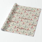 Cute Christmas Gnome Pattern Wrapping Paper Cadeaupapier (Uitgerold)