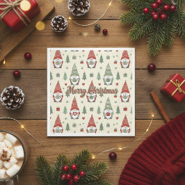Cute Christmas Gnome Scandinavian Paper Napkins Servet