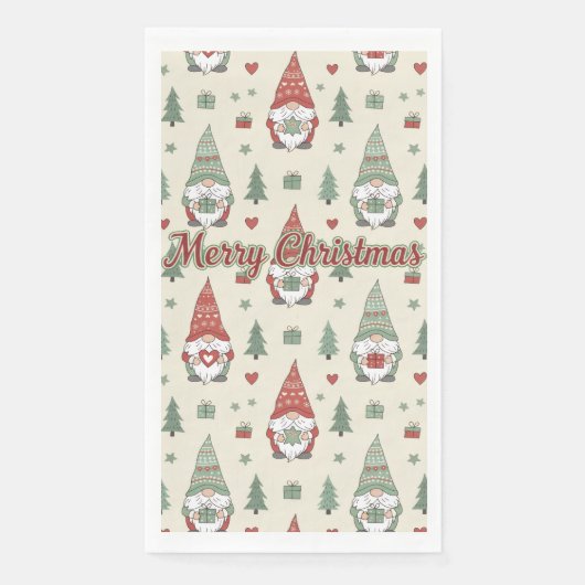 Cute Christmas Gnome Scandinavian Servet (Voorkant)
