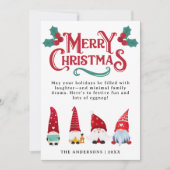 Cute Christmas Gnomes Custom Greetings and Photo Feestdagenkaart (Voorkant)