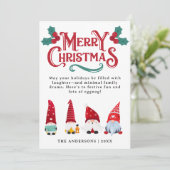 Cute Christmas Gnomes Custom Greetings and Photo Feestdagenkaart (Staand voorkant)