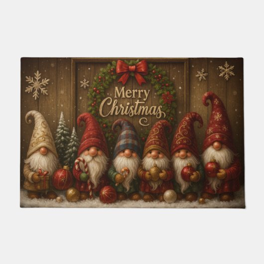 Cute Christmas Gnomes Merry Doormat Deurmat (Voorkant)