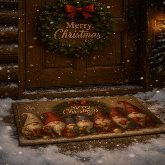 Cute Christmas Gnomes Merry Doormat Deurmat