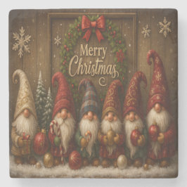 Cute Christmas Gnomes Merry Stenen Onderzetter
