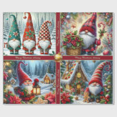 Cute Christmas Gnomes Wrapping Paper with Text Cadeaupapier (Vlak)