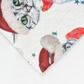 Cute Christmas Grey Tabby Cat Watercolor Fleece Deken (Hoek)