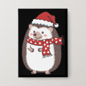 Cute Christmas Hedgehog Holiday Button (Voorkant)
