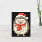Cute Christmas Hedgehog Santa  Kaart (Voorkant)