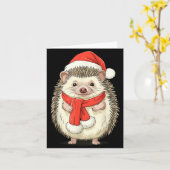 Cute Christmas Hedgehog Santa  Kaart (Gele Bloem)