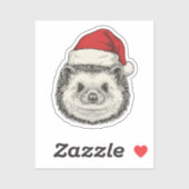 Cute Christmas Hedgehog Sticker (Vel)