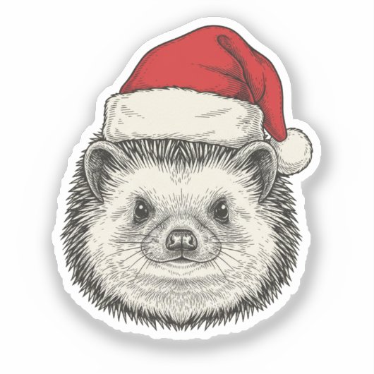 Cute Christmas Hedgehog Sticker (Voorkant)