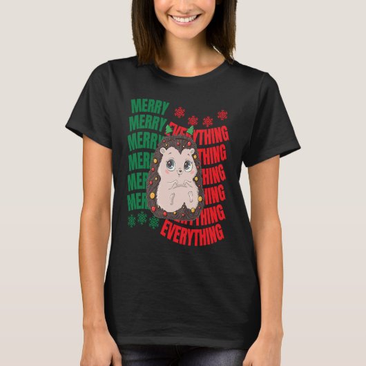 Cute Christmas hedgehog T-shirt (Voorkant)