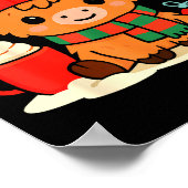 Cute Christmas Highland Cow Heifer Xmas Farm Anima Poster (Hoek)
