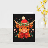Cute Christmas Highland Cow Mooey Xmas Heifer Sant Kaart (Gele Bloem)