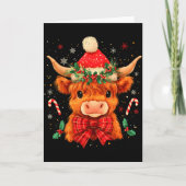 Cute Christmas Highland Cow Mooey Xmas Heifer Sant Kaart (Voorkant)
