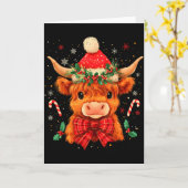 Cute Christmas Highland Cow Mooey Xmas Heifer Sant Kaart (Gele Bloem)