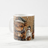 Cute Christmas Highland Cow Mug – Cozy Winter Mug Koffiemok (Voorkant links)