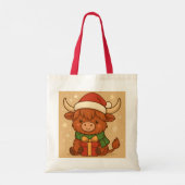 Cute Christmas Highland Cow. Tote Bag (Achterkant)