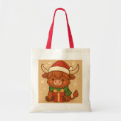 Cute Christmas Highland Cow. Tote Bag (Voorkant)