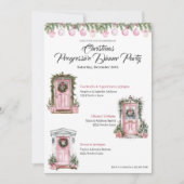 Cute Christmas Holiday Progressive Dinner Pink Kaart (Voorkant)