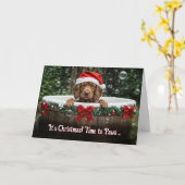 Cute Christmas Holiday with Irish Setter Puppy Kaart (Gele Bloem)