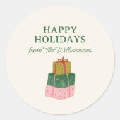 Cute Christmas Holidays Gift From Personalized  Ronde Sticker (Voorkant)