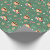 Cute Christmas Hot Cocoa Party Pattern Cadeaupapier (Hoek)