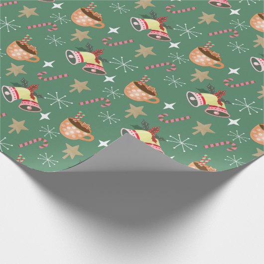Cute Christmas Hot Cocoa Party Pattern Cadeaupapier (Hoek)