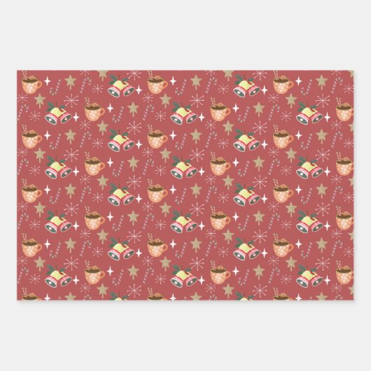 Cute Christmas Hot Cocoa Party Pattern Inpakpapier Vel (Voorkant 3)