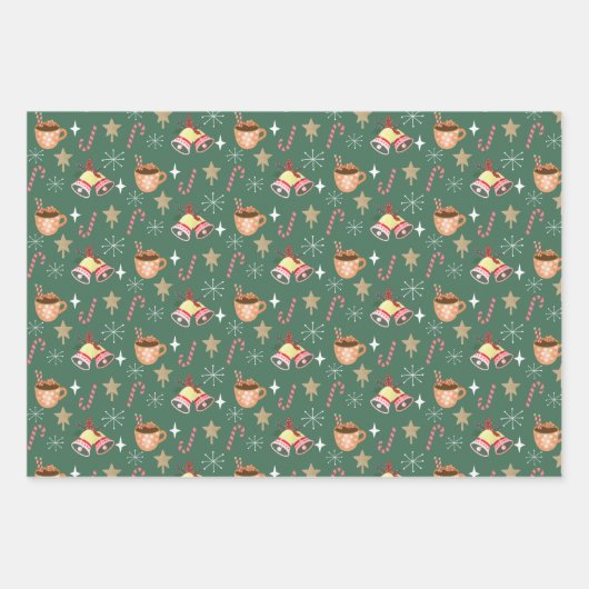 Cute Christmas Hot Cocoa Party Pattern Inpakpapier Vel (Voorkant 2)
