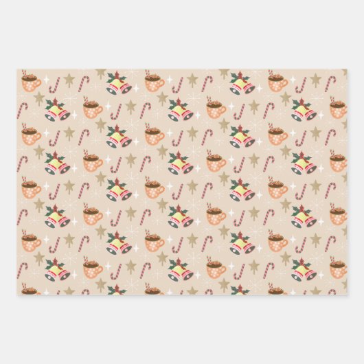 Cute Christmas Hot Cocoa Party Pattern Inpakpapier Vel (Voorkant)