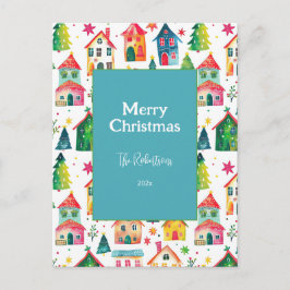 Cute Christmas Houses Feestdagenkaart