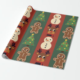 Cute Christmas Icons Gift Wrapping Paper Cadeaupapier