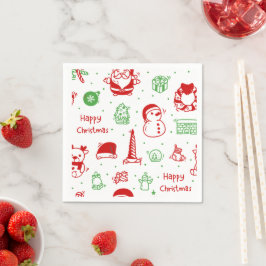 Cute Christmas Icons Pattern Paper Napkin Servet