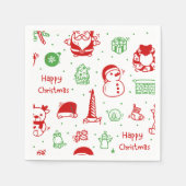 Cute Christmas Icons Pattern Paper Napkin Servet (Voorkant)