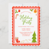 Cute Christmas Icons Scallop CUSTOM Holiday Party Kaart (Voorkant)
