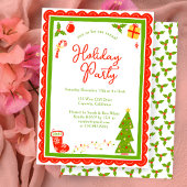 Cute Christmas Icons Scallop CUSTOM Holiday Party Kaart